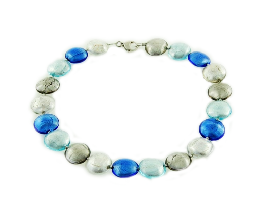 Air Necklace with Silver Leaf Beads Something Italian