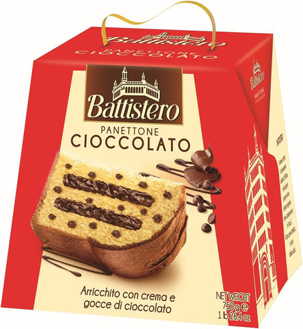Battistero Chocolate Chip Panettone filled with Chocolate Cream 750g