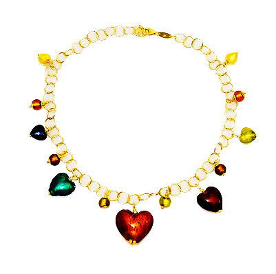 Murano Glass Hearts of Venice Gold