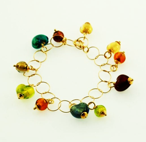 Murano Glass Bracelet Hearts of Venice Gold