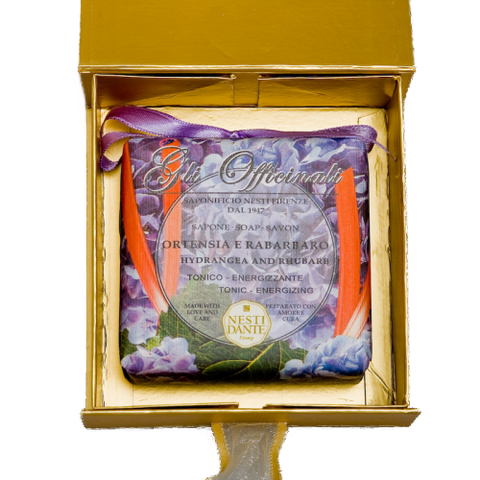 Nesti Dante 'Gli Officinali' Hydrangea & Rhubarb Soap 200g (Gold Box)