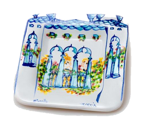 'I Love You' Square Dish / Hand Painted Ceramic by Margherita Rossetto