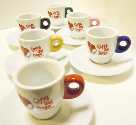 Caffe del Doge Coloured Espresso Cups & Saucers (Set of 6)