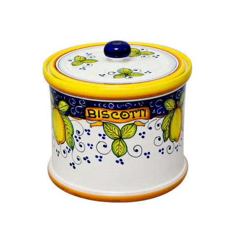 Deruta 'Alcantara' cookie jar with lemons