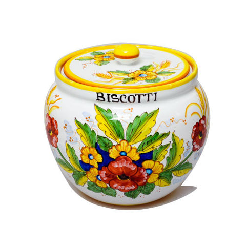 Deruta Cookie Jar with Poppies & Ears