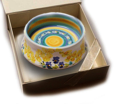 Bottle Holder 'Pansies' Hand Painted Ceramic by Margherita Rossetto