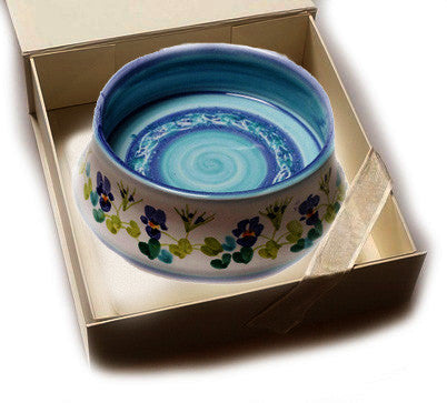 Bottle Holder 'Violets' / Hand Painted Ceramic by Margherita Rossetto