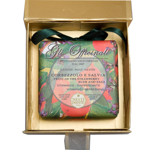 Nesti Dante 'Gli Officinali' Strawberry Bush & Sage Soap 200g (Gold Box)