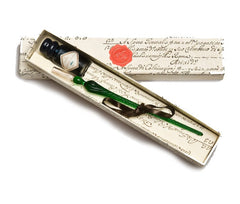 Murano Glass Pen and Ink Writing Set (Emerald Green)